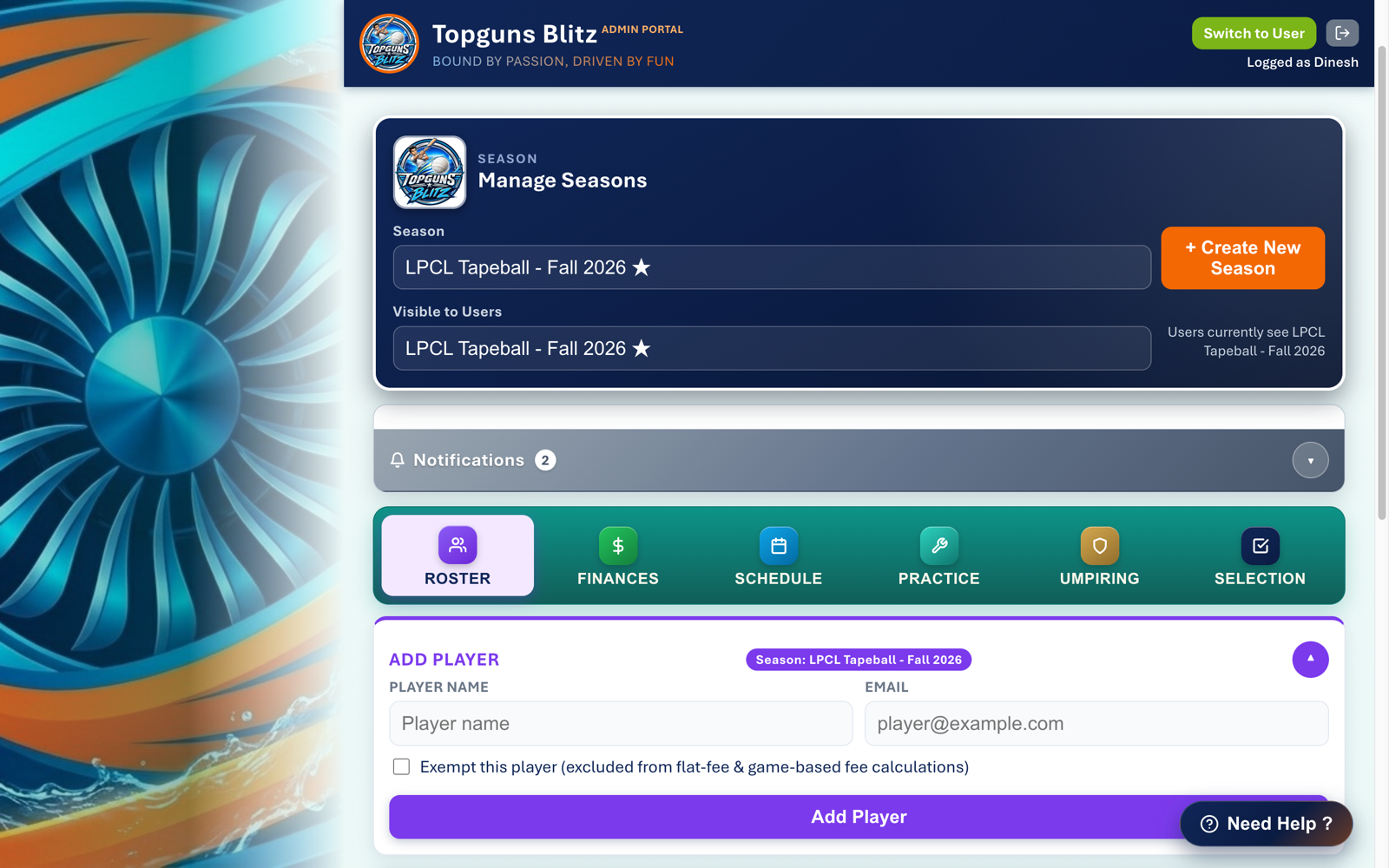 Roster & season management